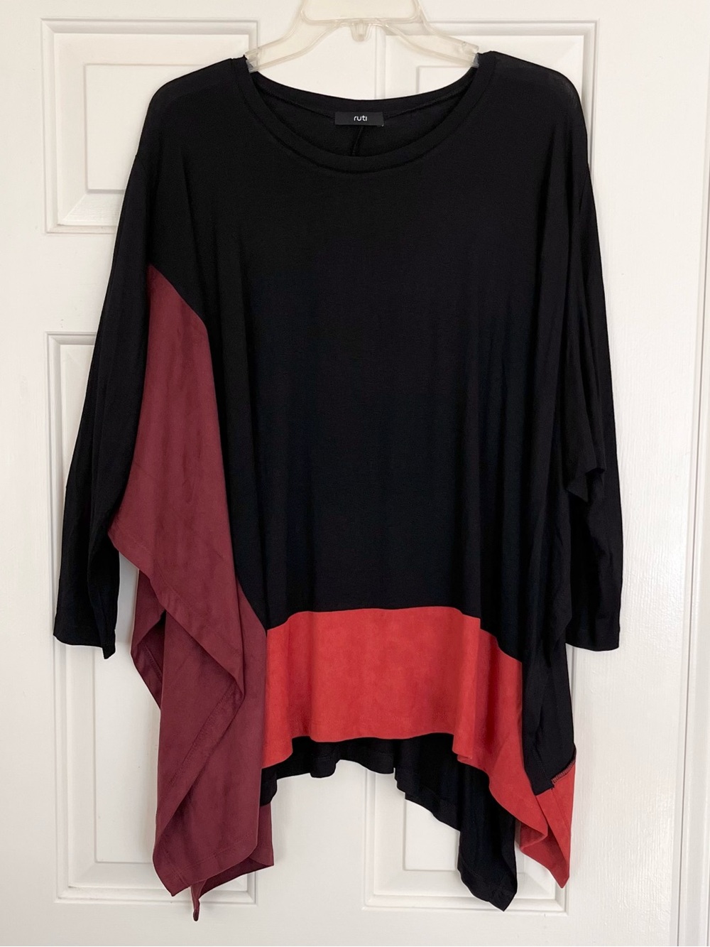 Ruti Asymmetrical Red & Maroon Tunic Top Size L/XL